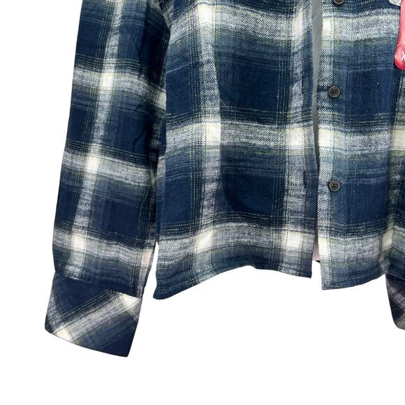 Scotch Soda Blue Plaid Cropped Flannel Top Women Sz XL Tomboy Femm Mountain Town - Picture 10 of 16